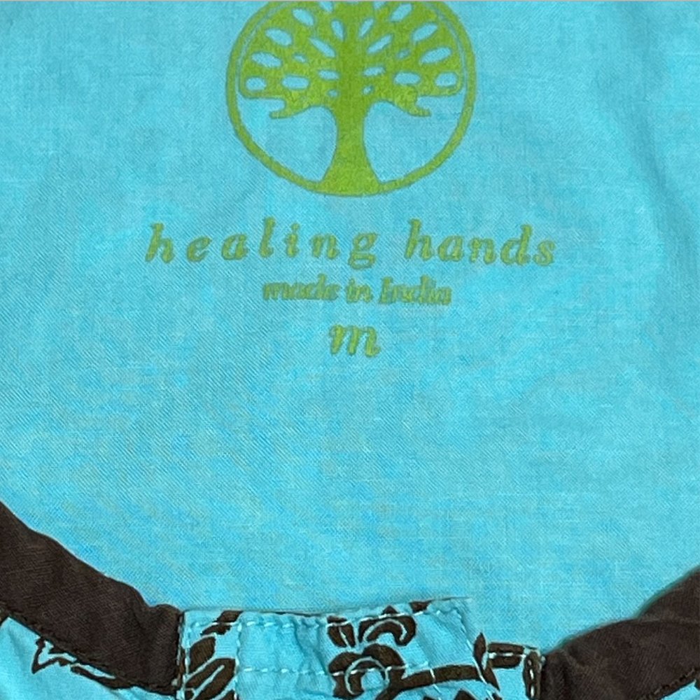 Healing Hands Teal Blue Green Brown Fall Floral - Picture 8 of 8